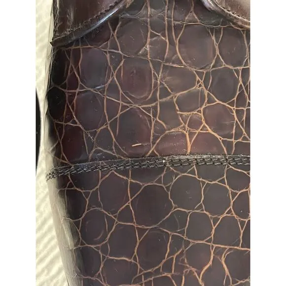 Johnston &amp; Murphy Cellini Made in Italy Cap Toe Ox Embossed Croc Leather Rare 9m
