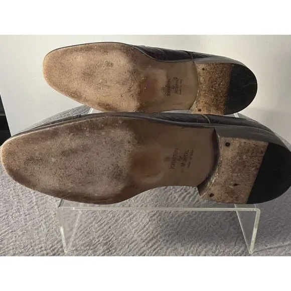 Johnston &amp; Murphy Cellini Made in Italy Cap Toe Ox Embossed Croc Leather Rare 9m
