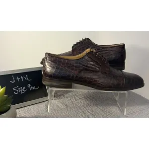 Johnston &amp; Murphy Cellini Made in Italy Cap Toe Ox Embossed Croc Leather Rare 9m