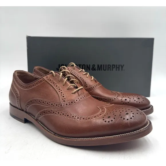Johnston &amp; Murphy CLAYTON Men's NEW Dress Shoe Mahogany US Size 8 Medium