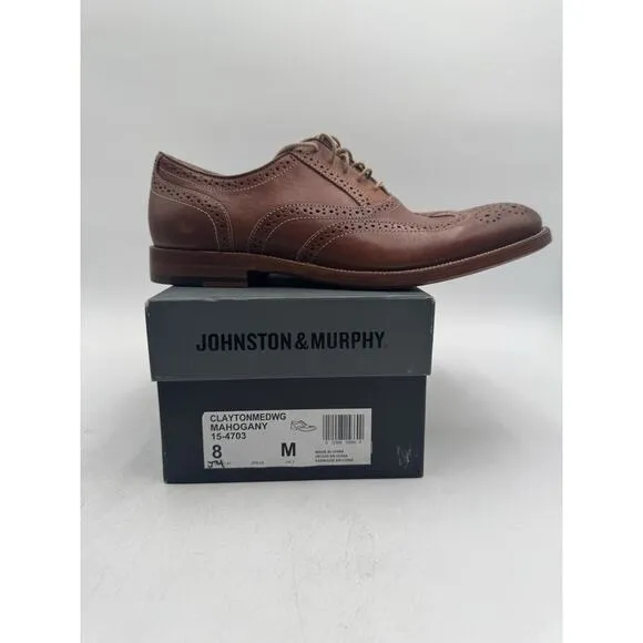 Johnston &amp; Murphy CLAYTON Men's NEW Dress Shoe Mahogany US Size 8 Medium