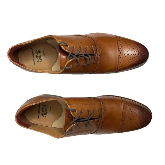 Johnston &amp; Murphy Conard Tan Cap Toe Leather Dress Shoes Mens Size 13 New In Box