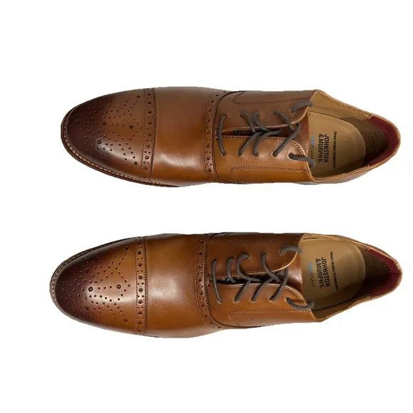 Johnston &amp; Murphy Conard Tan Cap Toe Leather Dress Shoes Mens Size 13 New In Box