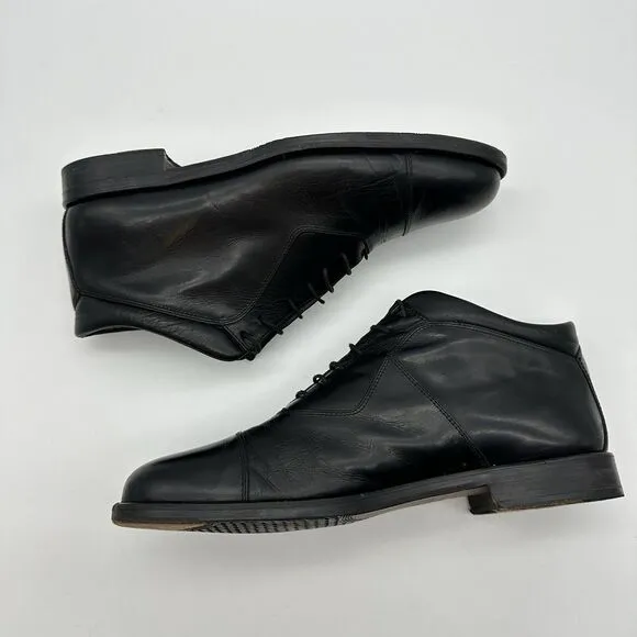 Johnston &amp; Murphy Domani Mens Size 10 M Black Leather Cap Toe Chukka Boot Italy