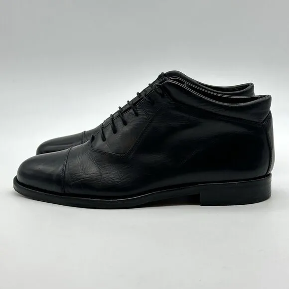 Johnston &amp; Murphy Domani Mens Size 10 M Black Leather Cap Toe Chukka Boot Italy