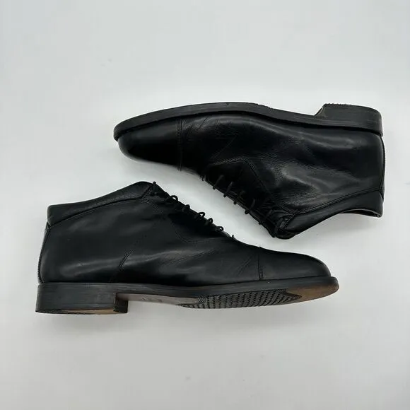 Johnston &amp; Murphy Domani Mens Size 10 M Black Leather Cap Toe Chukka Boot Italy