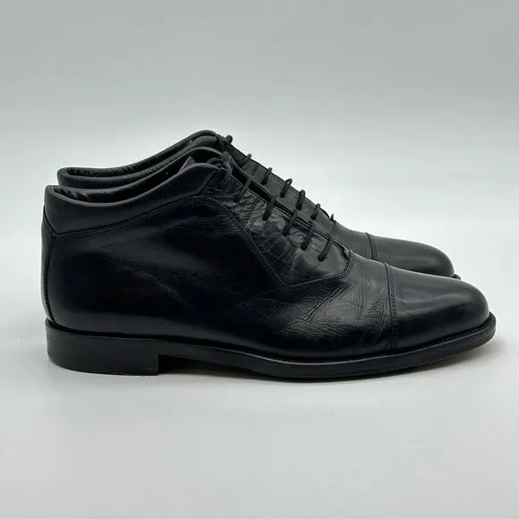 Johnston &amp; Murphy Domani Mens Size 10 M Black Leather Cap Toe Chukka Boot Italy