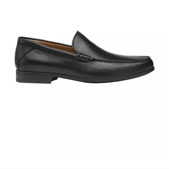 Johnston &amp; Murphy Hawkins Venetian Shoes sheepskin loafers black leather 12 wide