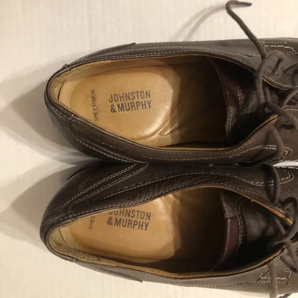 JOHNSTON &amp; MURPHY MEN'S LEATHER LACE UP DRESS SHOES SIZE: 12 M