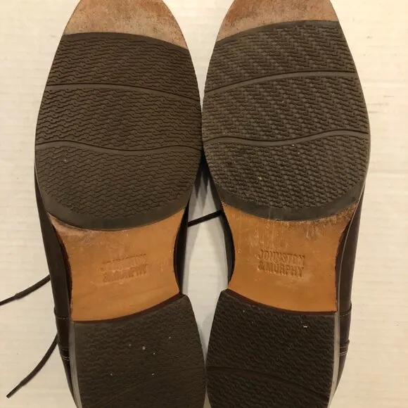 JOHNSTON &amp; MURPHY MEN'S LEATHER LACE UP DRESS SHOES SIZE: 12 M