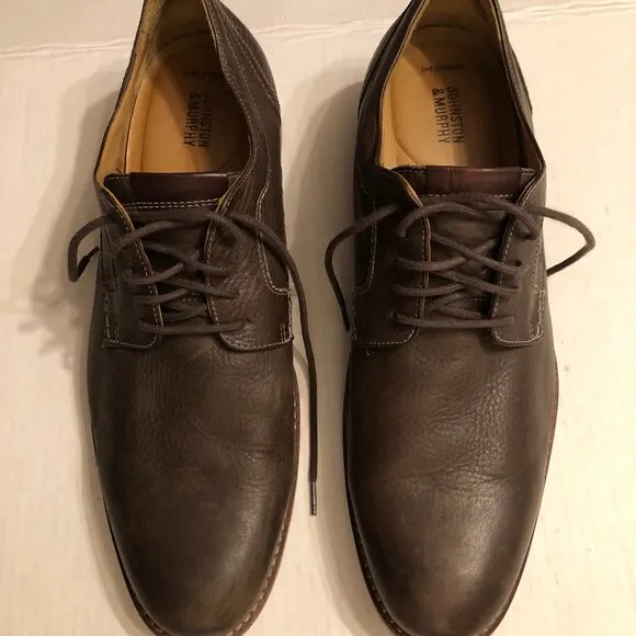 JOHNSTON &amp; MURPHY MEN'S LEATHER LACE UP DRESS SHOES SIZE: 12 M