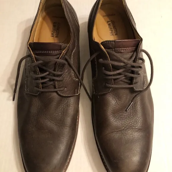 JOHNSTON &amp; MURPHY MEN'S LEATHER LACE UP DRESS SHOES SIZE: 12 M
