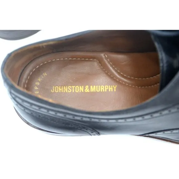 JOHNSTON &amp; MURPHY Men's Wingtip Oxford Leather Dress Shoes SIZE 12 Black