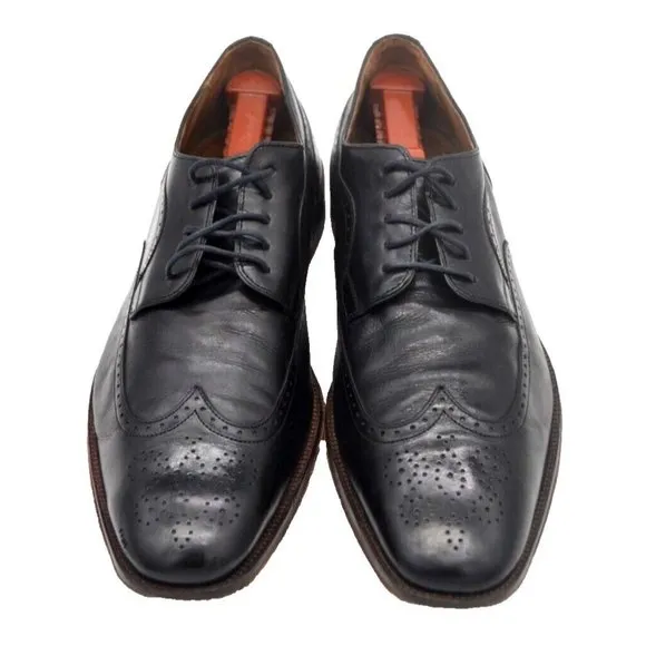 JOHNSTON &amp; MURPHY Men's Wingtip Oxford Leather Dress Shoes SIZE 12 Black