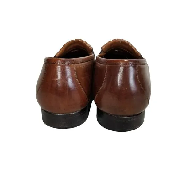 Johnston &amp; Murphy Shoes 9.5 Loafer Double Woven Tassel Dress Mahogany Fringe