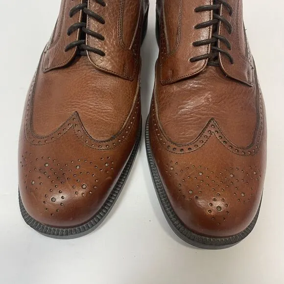 JOHNSTON &amp; MURPHY Shoes Mens 10.5 M Cellini Brown Leather Wingtip Dress Shoe