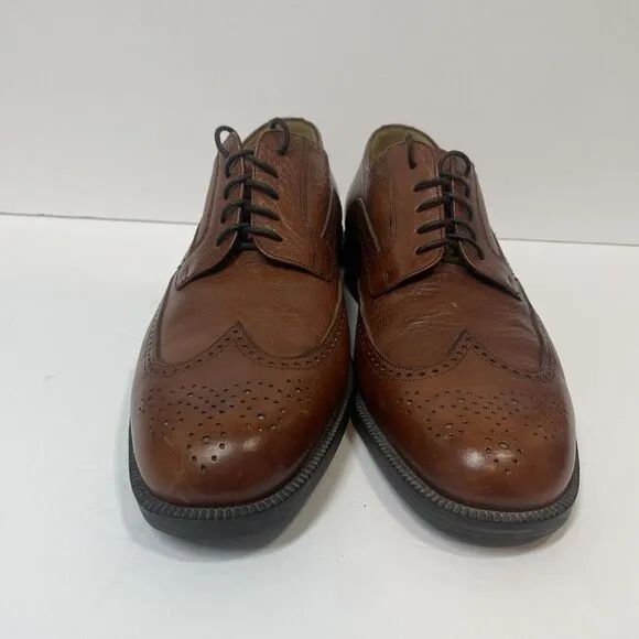 JOHNSTON &amp; MURPHY Shoes Mens 10.5 M Cellini Brown Leather Wingtip Dress Shoe