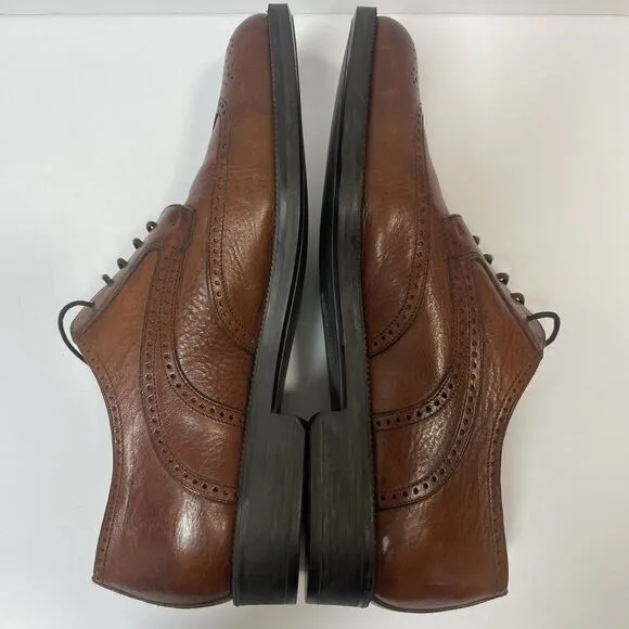 JOHNSTON &amp; MURPHY Shoes Mens 10.5 M Cellini Brown Leather Wingtip Dress Shoe