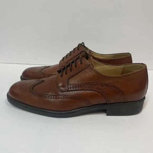 JOHNSTON &amp; MURPHY Shoes Mens 10.5 M Cellini Brown Leather Wingtip Dress Shoe