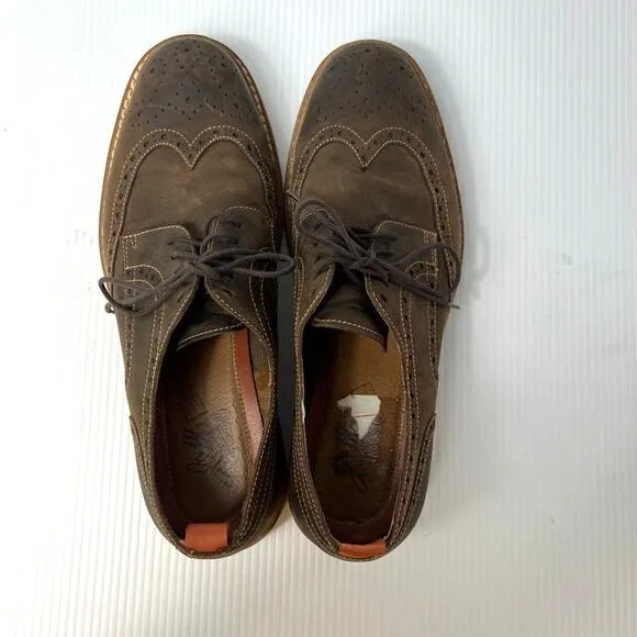 Johnston &amp; Murphy Wingtip Broguge Nubuck Leather Oxford Dress Shoes Brown 10.5