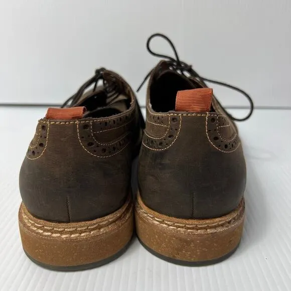 Johnston &amp; Murphy Wingtip Broguge Nubuck Leather Oxford Dress Shoes Brown 10.5