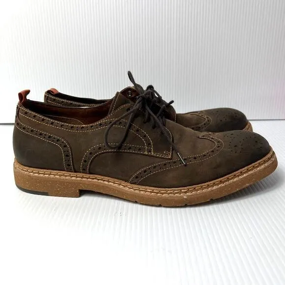 Johnston &amp; Murphy Wingtip Broguge Nubuck Leather Oxford Dress Shoes Brown 10.5