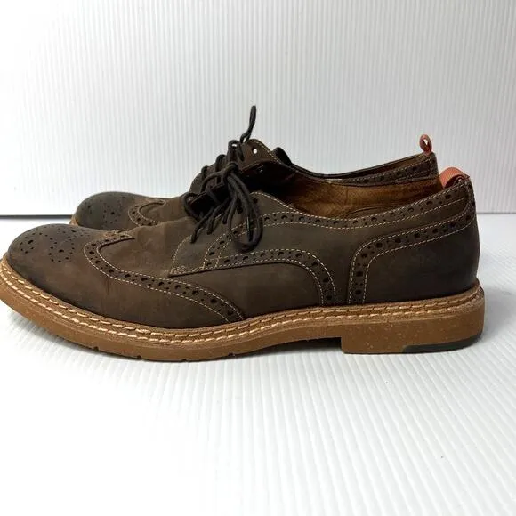 Johnston &amp; Murphy Wingtip Broguge Nubuck Leather Oxford Dress Shoes Brown 10.5