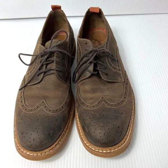 Johnston &amp; Murphy Wingtip Broguge Nubuck Leather Oxford Dress Shoes Brown 10.5