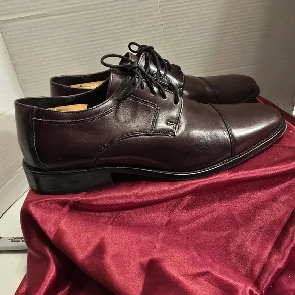 JOHNSTON &amp;MURPHY NOVICK BURGUNDY OXFORD CAP TOE LACE-UP MEN'S SHOES SIZE 12M