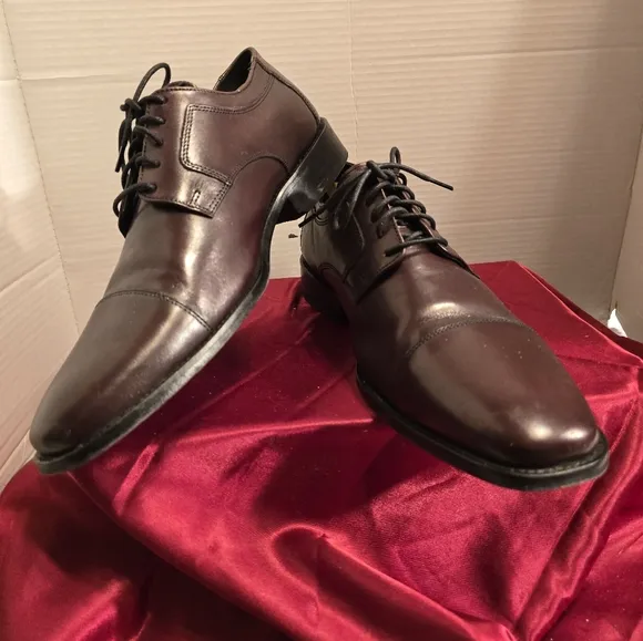 JOHNSTON &amp;MURPHY NOVICK BURGUNDY OXFORD CAP TOE LACE-UP MEN'S SHOES SIZE 12M
