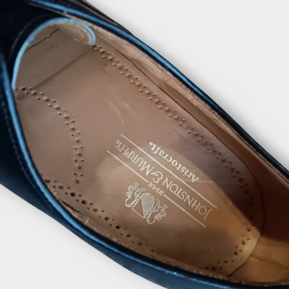🩶JOHNSTON AND MURPHY ARISTOCRAT MEN'S SIZE 9.5 BLACK DRESS SHOES.