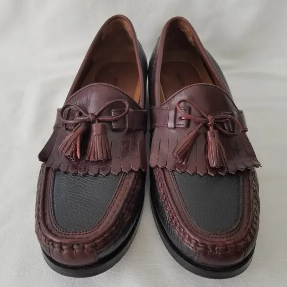 Johnston Murphy Aragon Shoes Mens Kiltie Tassel Brown Leather Loafers US 9.5M