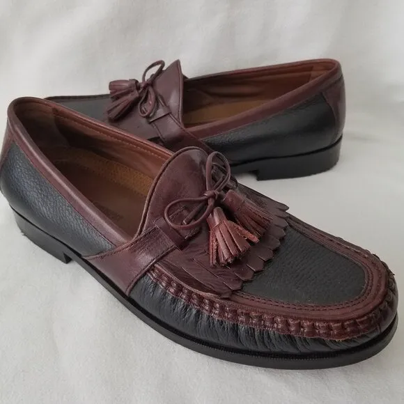 Johnston Murphy Aragon Shoes Mens Kiltie Tassel Brown Leather Loafers US 9.5M