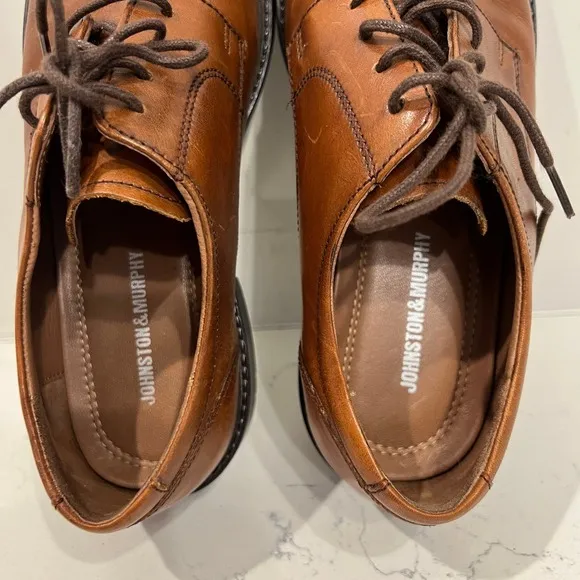 Johnston Murphy Dress Shoes Mens 9 Tabor Plain Toe Oxford Brown Leather 20-3360