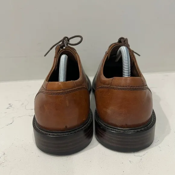 Johnston Murphy Dress Shoes Mens 9 Tabor Plain Toe Oxford Brown Leather 20-3360