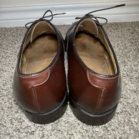 Johnston Murphy Mens Oxford Brown Leather Cap Toe Lace Up Shoes Size 10D/B
