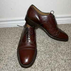 Johnston Murphy Mens Oxford Brown Leather Cap Toe Lace Up Shoes Size 10D/B