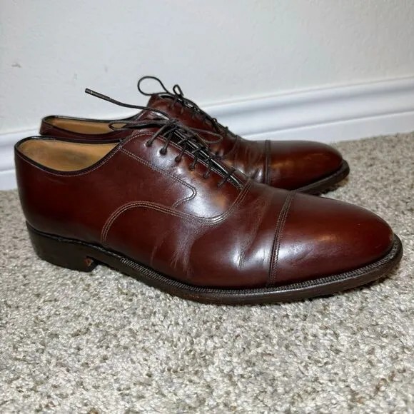 Johnston Murphy Mens Oxford Brown Leather Cap Toe Lace Up Shoes Size 10D/B