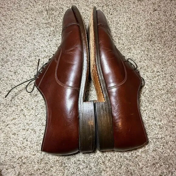 Johnston Murphy Mens Oxford Brown Leather Cap Toe Lace Up Shoes Size 10D/B