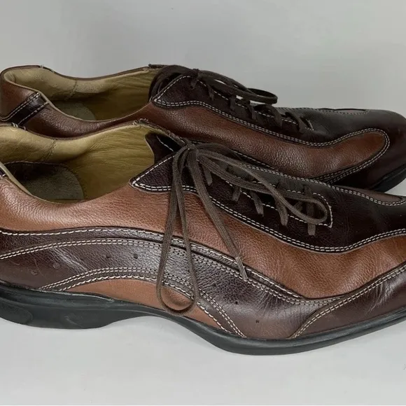 Johnston Murphy Sheepskin Lace Up Shoes Size 12 M Two Tone Brown Brazil 20-2682