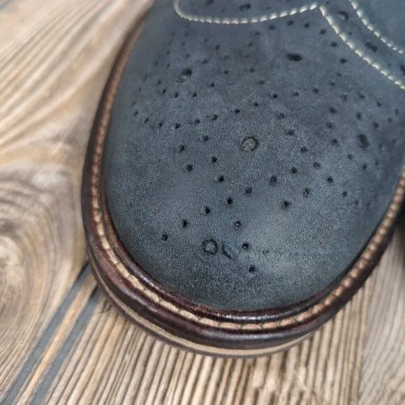 Johnston Murphy Warner Oiled Leather Wingtip Oxford Navy Gray Men Sz 10.5