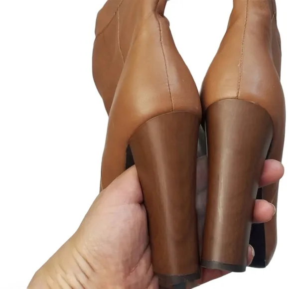 JOIE Brown Foldable Platform heeled boots Calf leather Size 7