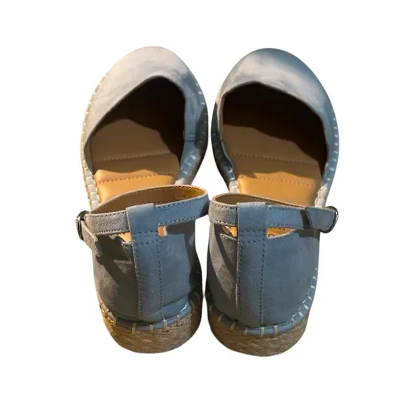 Joie Cruz Espadrille Ankle Strap Closed-Toe Memory Foam Sandals Baby Blue Suede