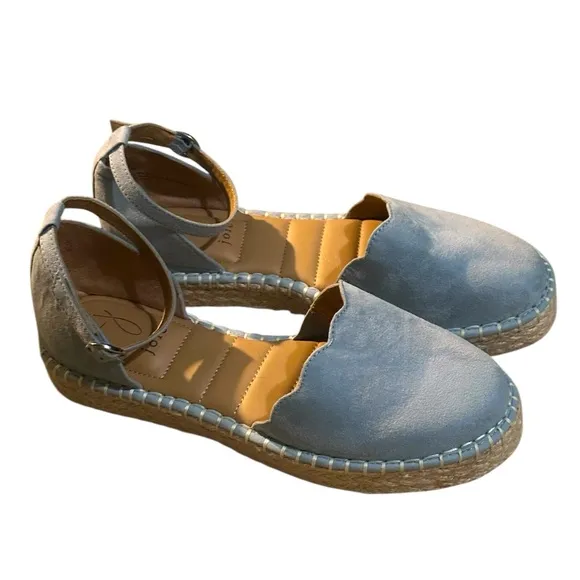 Joie Cruz Espadrille Ankle Strap Closed-Toe Memory Foam Sandals Baby Blue Suede