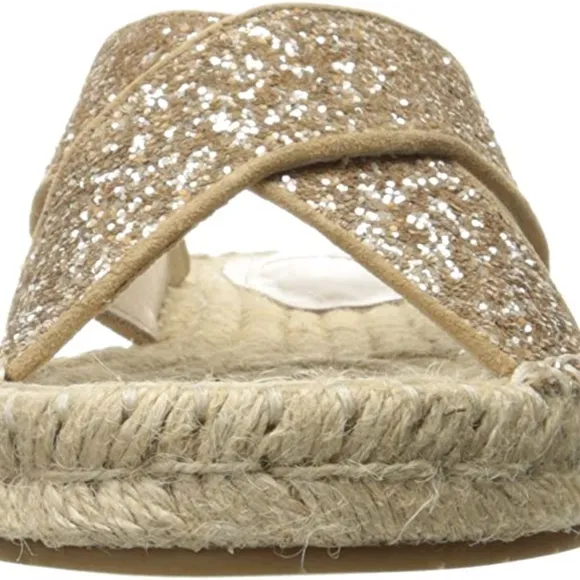 Joie Ianna Glitter Suede Espadrille Slide Sandals
