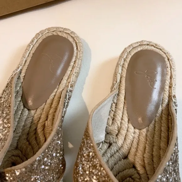 Joie Ianna Glitter Suede Espadrille Slide Sandals