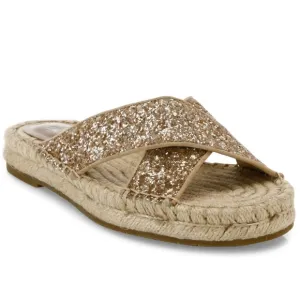 Joie Ianna Glitter Suede Espadrille Slide Sandals