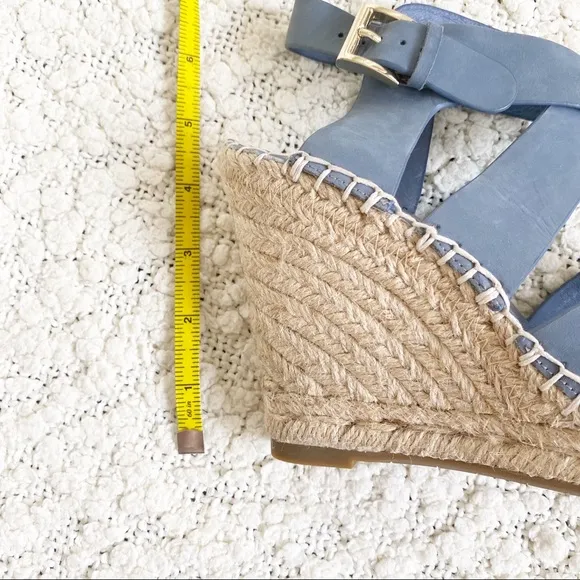 Joie Kaelyn Blue Leather Espadrille Wedge Sandals Shoes size 36