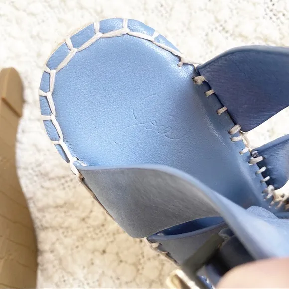 Joie Kaelyn Blue Leather Espadrille Wedge Sandals Shoes size 36