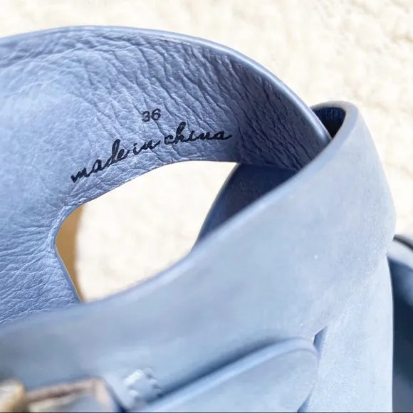 Joie Kaelyn Blue Leather Espadrille Wedge Sandals Shoes size 36